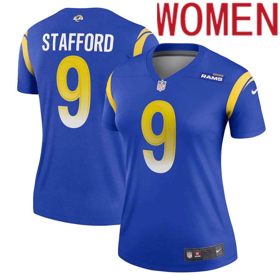 Women Los Angeles Rams #9 Matthew Stafford Nike Royal Legend NFL Jersey.